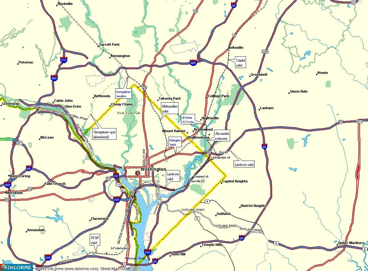 рельсе DC картата