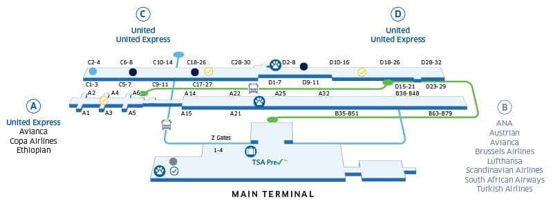 карта на Вашингтон летище IAD dc 