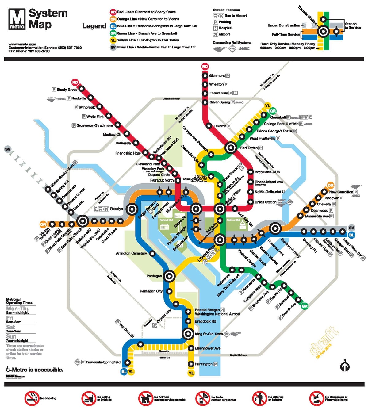 Вашингтон линия на метрото DC картата