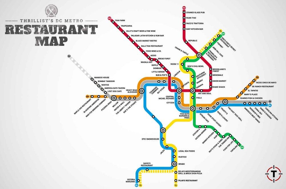 карта на Вашингтон ресторанти dc 