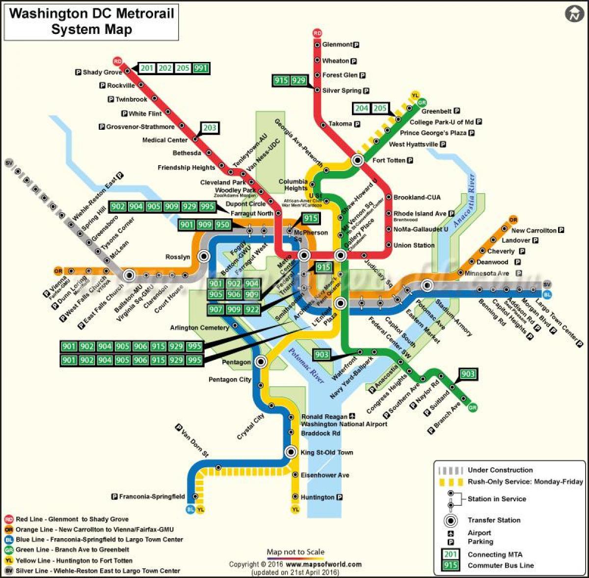 Вашингтон трамвайна карта