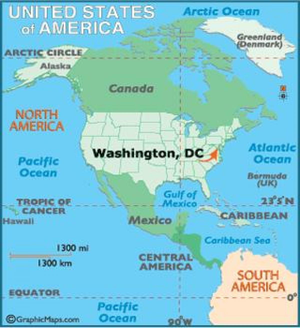 Вашингтон върху картата на света
