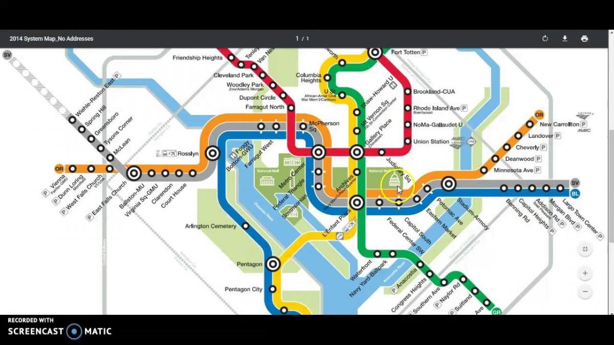 метрото DC карта за пътуване 