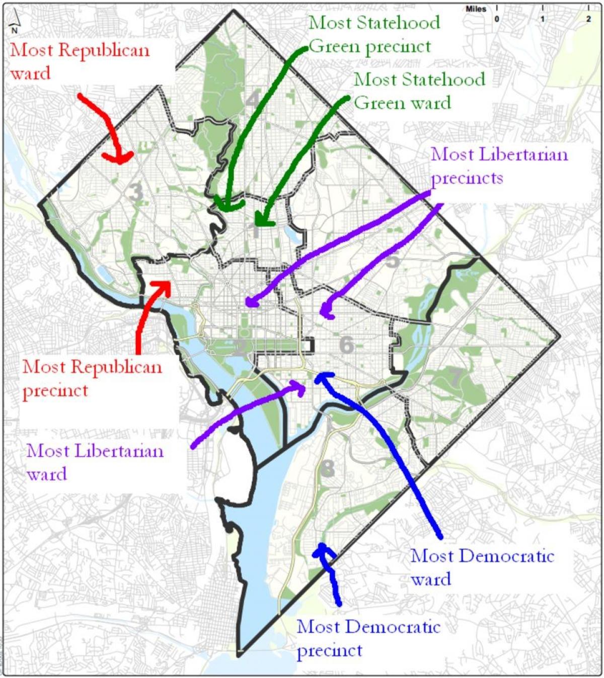 карта на Вашингтон политическа
