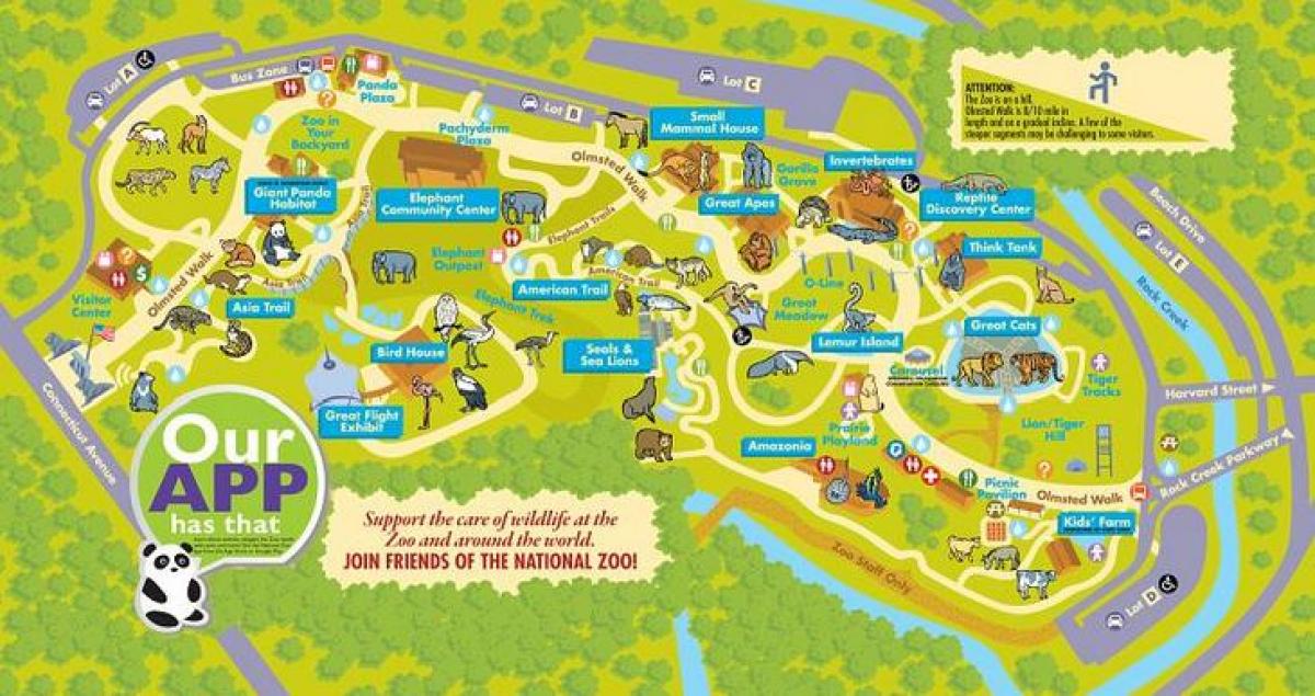 Националната зоологическа градина във Вашингтон картата