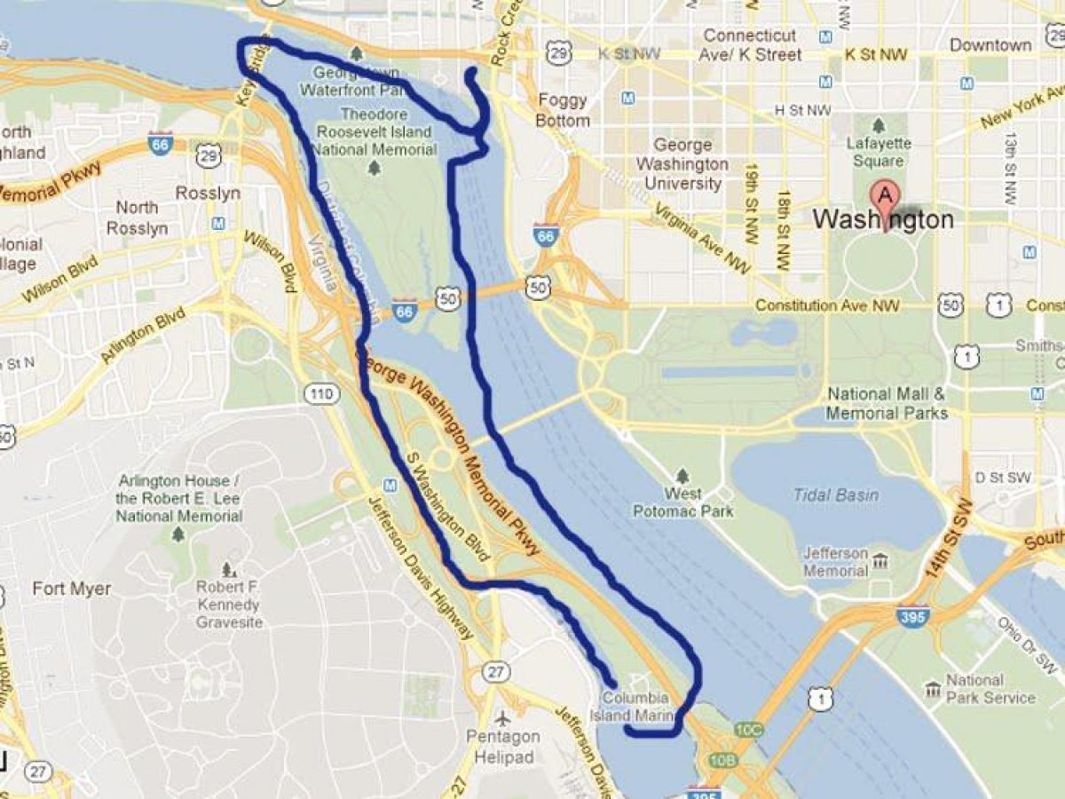 карта на река Потомак в Вашингтон