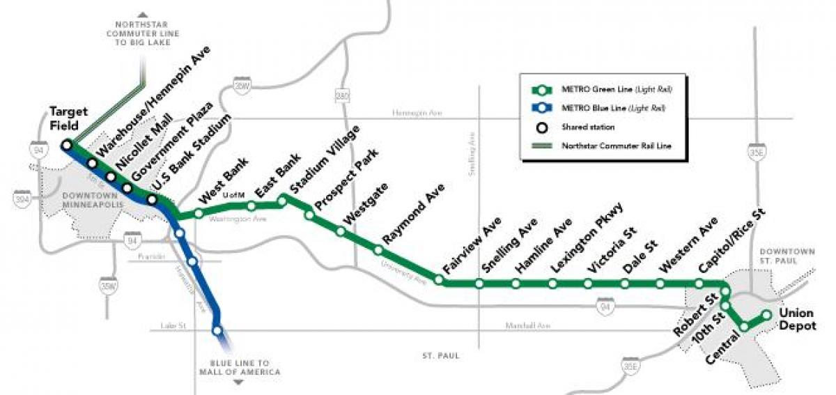 зелената линия на метрото DC картата