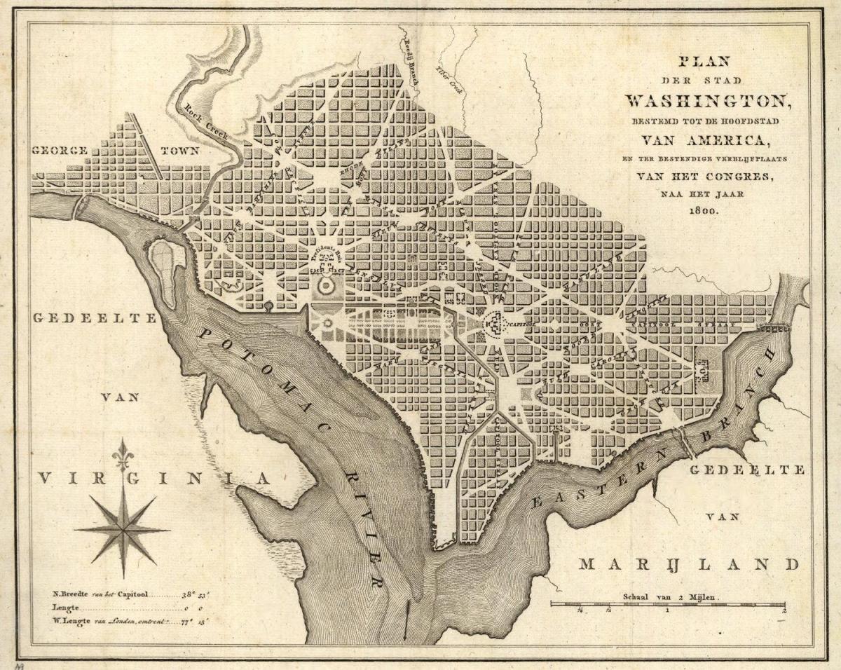 карта на историческа карта на Вашингтон, окръг Колумбия