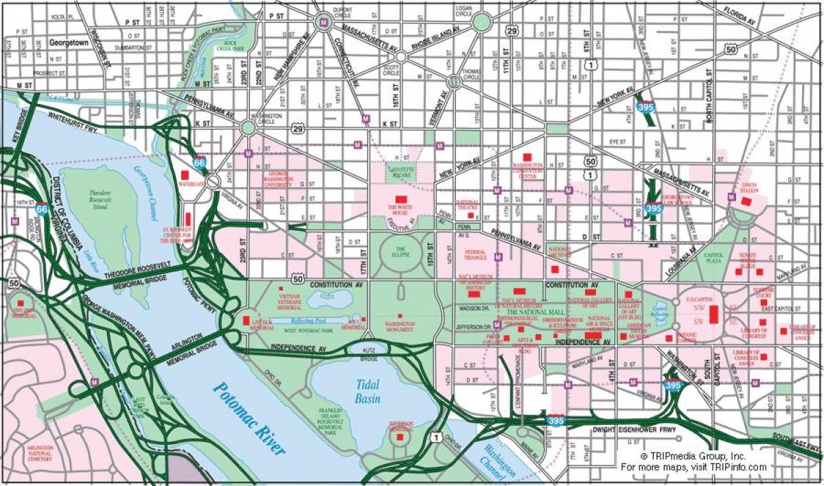 Вашингтон карта в центъра на града