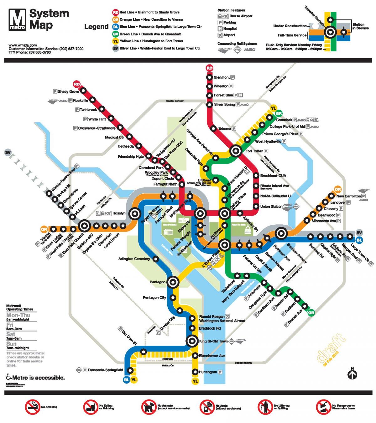 Вашингтон линия на метрото DC картата