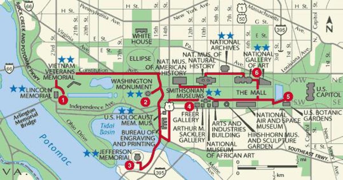 Вашингтон разходка картата