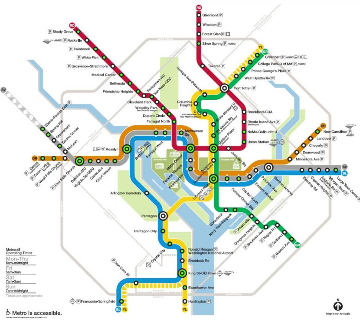 Вашингтон метрото карта