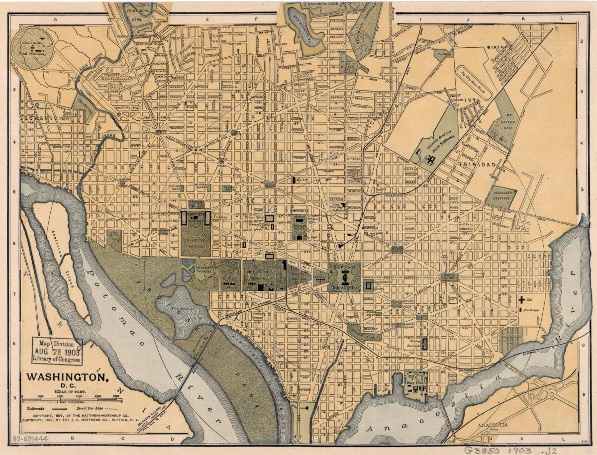 старата карта на Вашингтон, окръг Колумбия