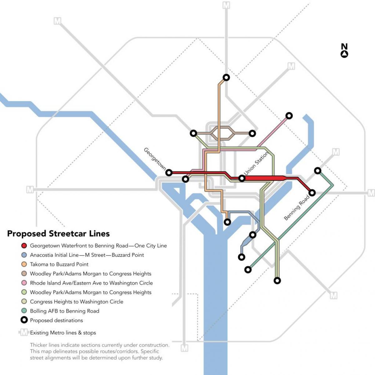 Вашингтон, окръг Колумбия трамвай картата