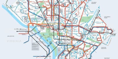 Вашингтон автобусни линии DC картата