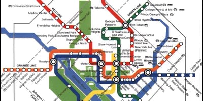 Във Вашингтон влак на метрото DC картата