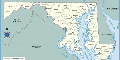 Карта на Мериленд и Вашингтон, окръг Колумбия