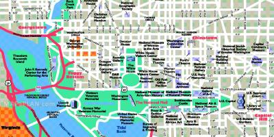 Туристически забележителности на Вашингтон, окръг Колумбия карта