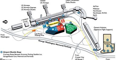 Националното летище Роналд Рейгън картата