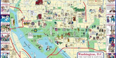 Карта на пешеходна карта Вашингтон забележителности 